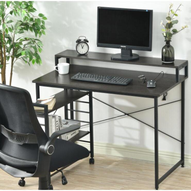 パソコンデスク キャスター付きで移動可能ラック付き デスク