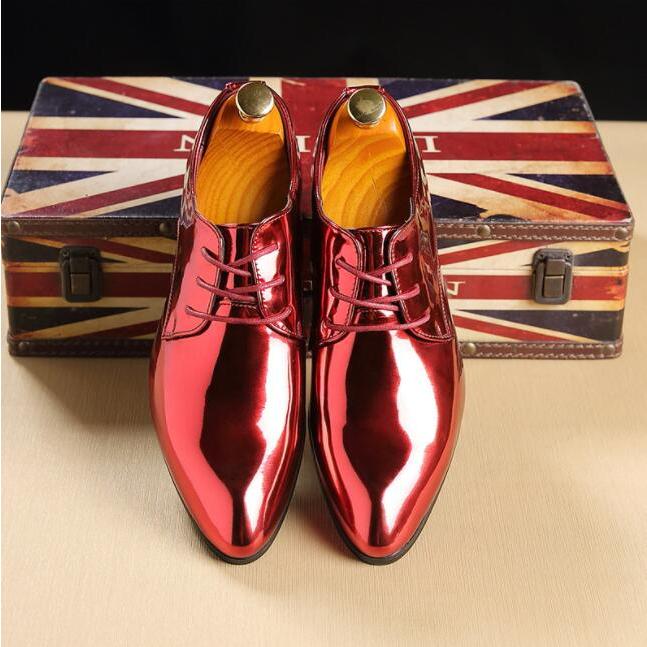 エナメル ビジネスシューズ メンズ ドレスシューズ 革靴 赤 レース
