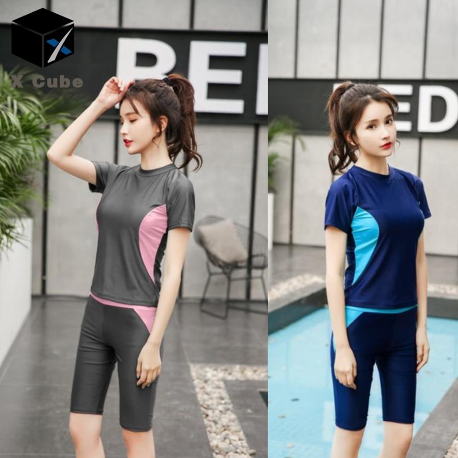 フィットネス 水着 レディース スリム おしゃれ 韓流 半袖 セット フィットネス水着 セパレート 水着 女性 競泳水着 Yf X Cube 通販 Yahoo ショッピング