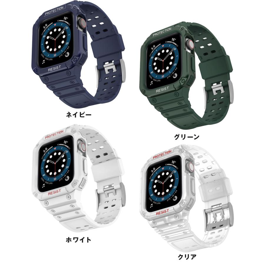 アップルウォッチ バンド メンズ 一体型 ベルト Apple Watch クリア 