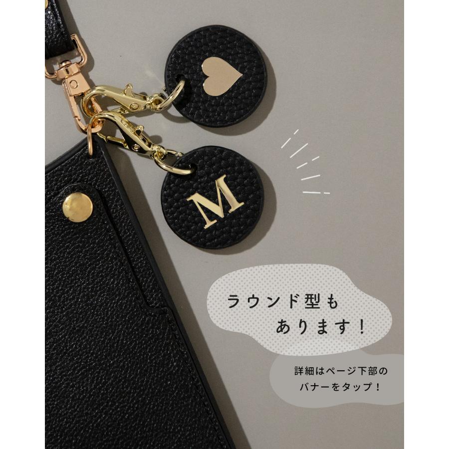 CASEPHOLIC ハート型 イニシャル レザー チャーム キーホルダー CASEPHOLIC ハート型 イニシャル レザー チャーム キーホルダー