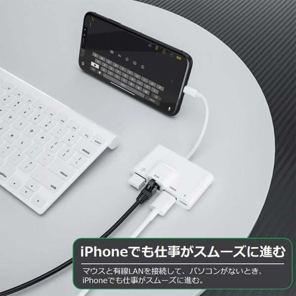 Lightning hdmi 変換アダプタ 有線LAN 変換 カメラ/ビデオ転送 iPhone