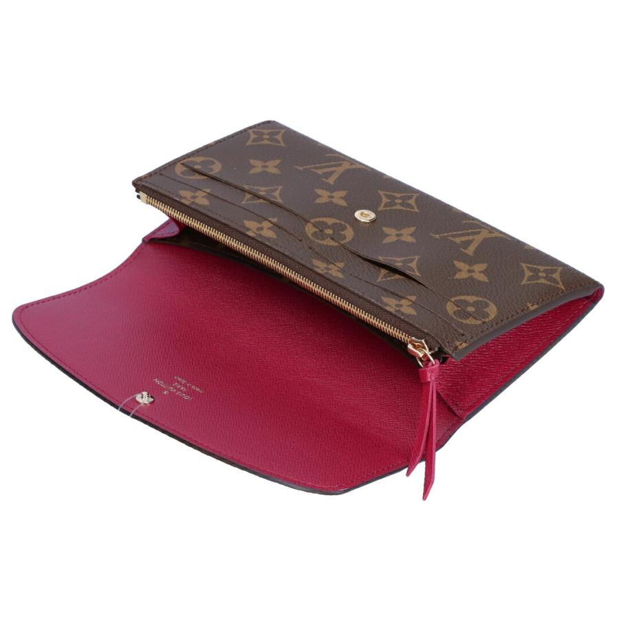 【並行輸入品】 ルイヴィトン LOUIS VUITTON 長財布 ポルトフォイユ・エミリー フューシャ M60697 ブラウンの画像