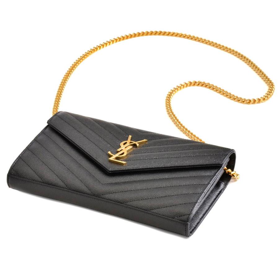 【並行輸入品】 サンローランパリ  チェーンウォレット 377828-BOW01 1000【MONOGRAMME SAINT LAURENT MATELASSE】の画像