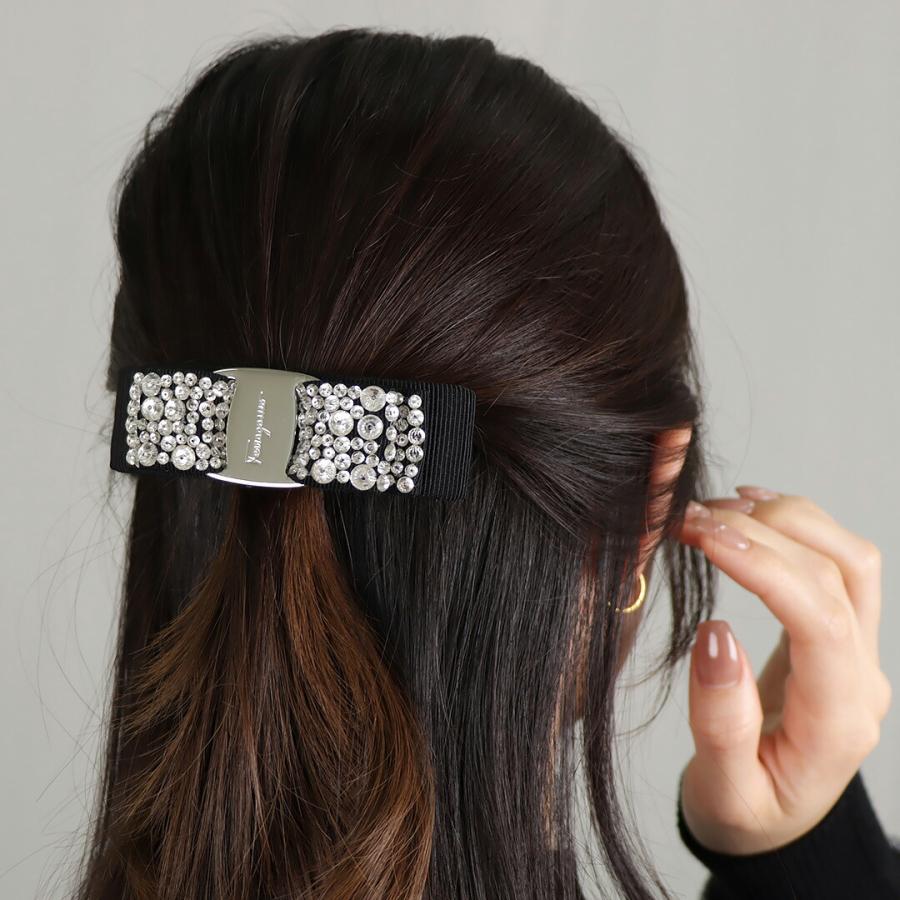 お値下げ！　Ferragamo ブラック バレッタ フェラガモ バレッタ アクセサリー ヴァラ ヘアアクセサリー