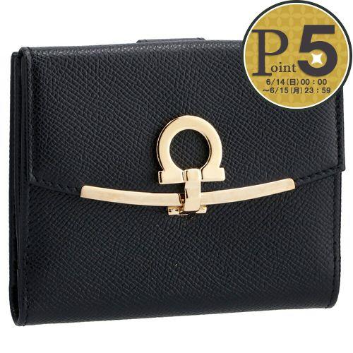 【お取り寄せ】 【並行輸入品】 フェラガモ 折財布 【GANCINO CLIP】 22C877 0673998 ブラック(0010 NERO) FERRAGAMO
