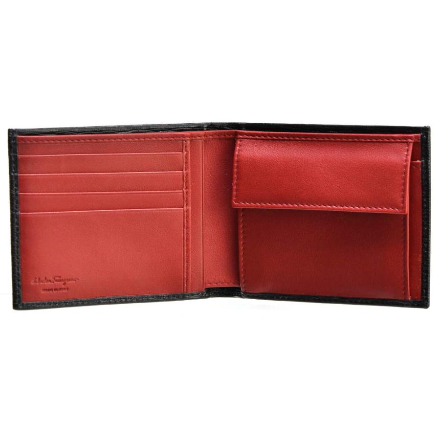 【並行輸入品】 フェラガモ FERRAGAMO 財布 折財布 【REVIVAL GANC】 66A065 685986 0397 NERO/RED ブラック(0397/NERO+ROSSO)の画像