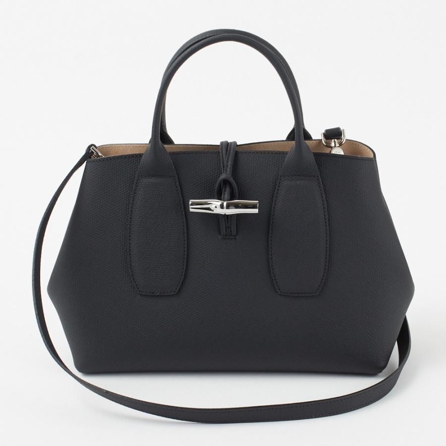 美品 ロンシャン 2way ロゾ M オールレザー トップハンドル トグル 黒 LONGCHAMP（ロンシャン） 並行輸入 ショルダーバッグ ル ロゾ トップ