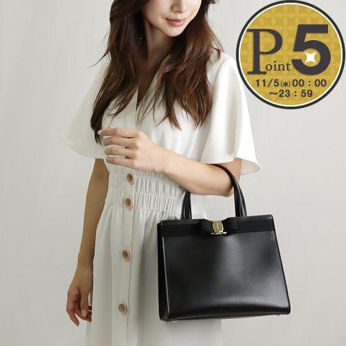 極美品　フェラガモ　2wayバッグ　ヴァラリボン　カーフレザー　ブラック FERRAGAMO 【並行輸入品】 フェラガモ 2WAYバッグ 【VARA