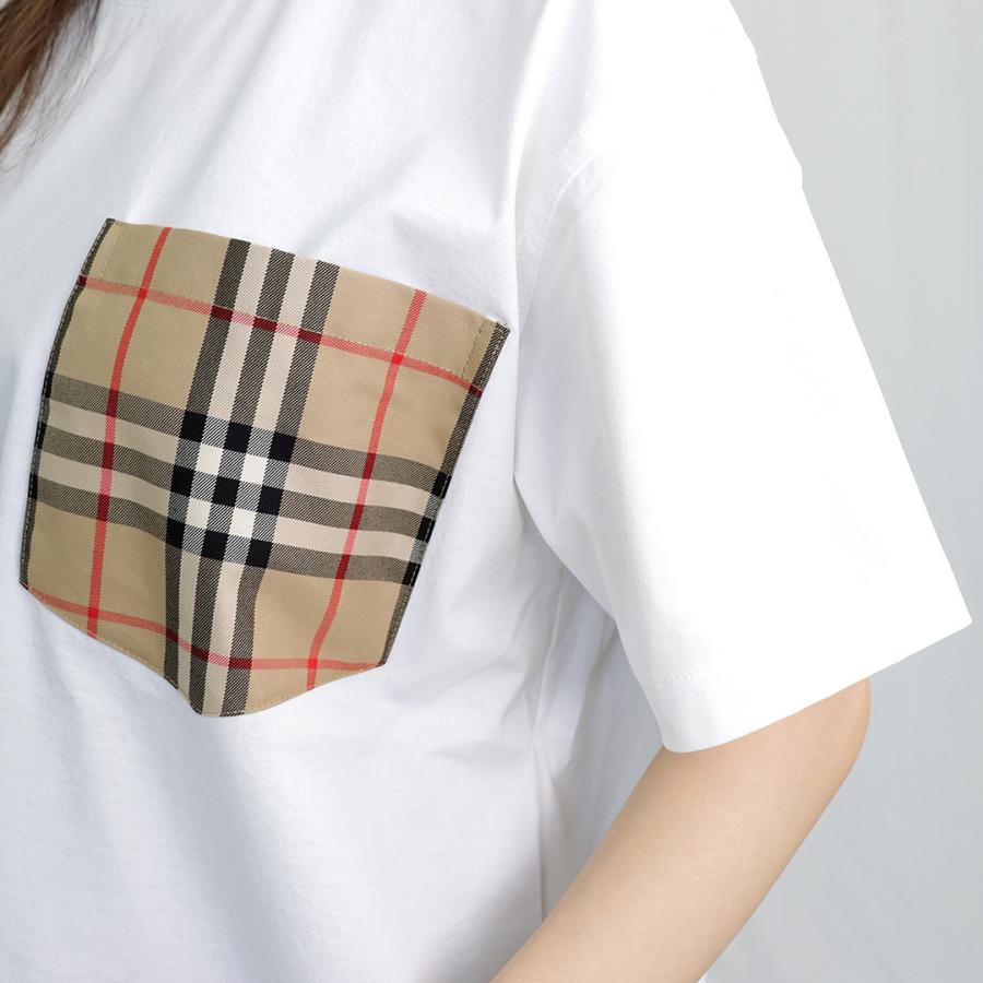 【並行輸入品】 バーバリー BURBERRY レディース ポケットチェックコットン 半袖Ｔシャツ 8043386 8080322 A1464 WHITEの画像
