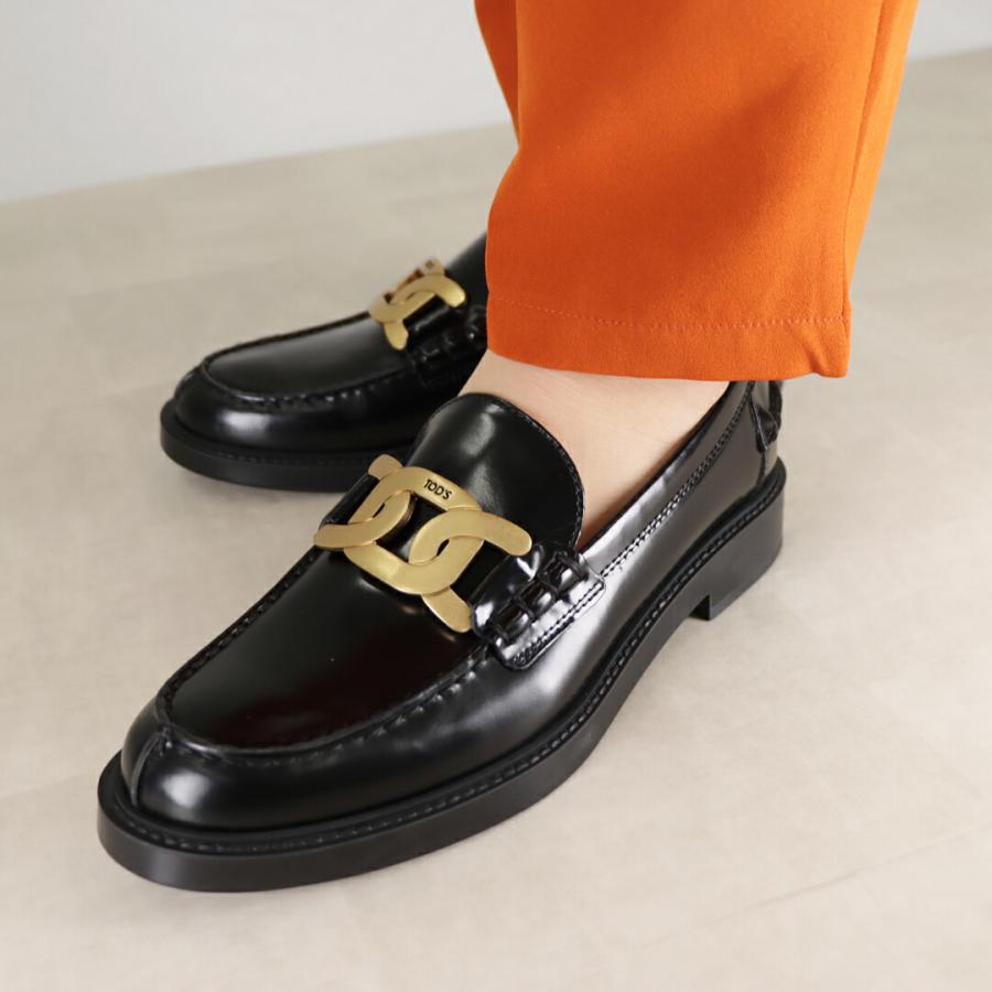 美品 トッズ ケイト KATE レザー ローファー 36 黒 タッセル TOD'S（トッズ） ケイト レザー ローファー ブラック レディース ロゴ