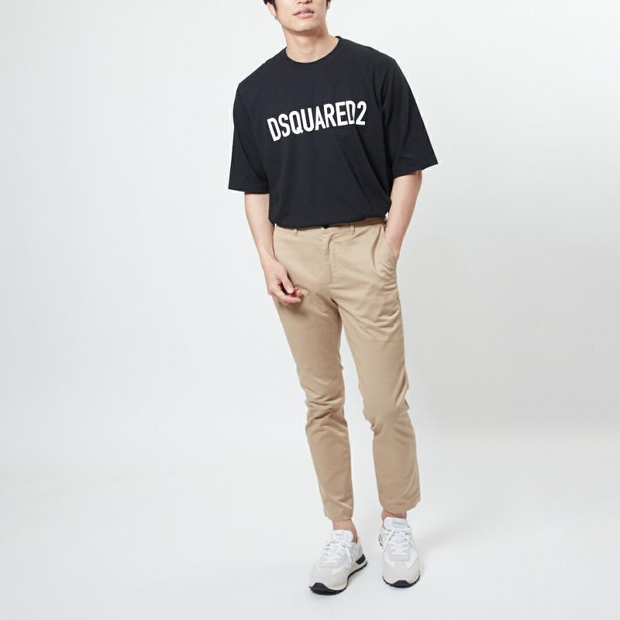 DSQUARED2 ブラック Tシャツ Lサイズ DSQUARED2（ディースクエアード） バックマップ プリント クルーネック