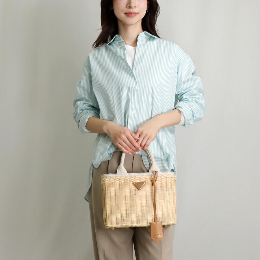PRADA♡プラダ♡ラタン×キャンバス♡かごバッグ さむ ストラップ付 2way