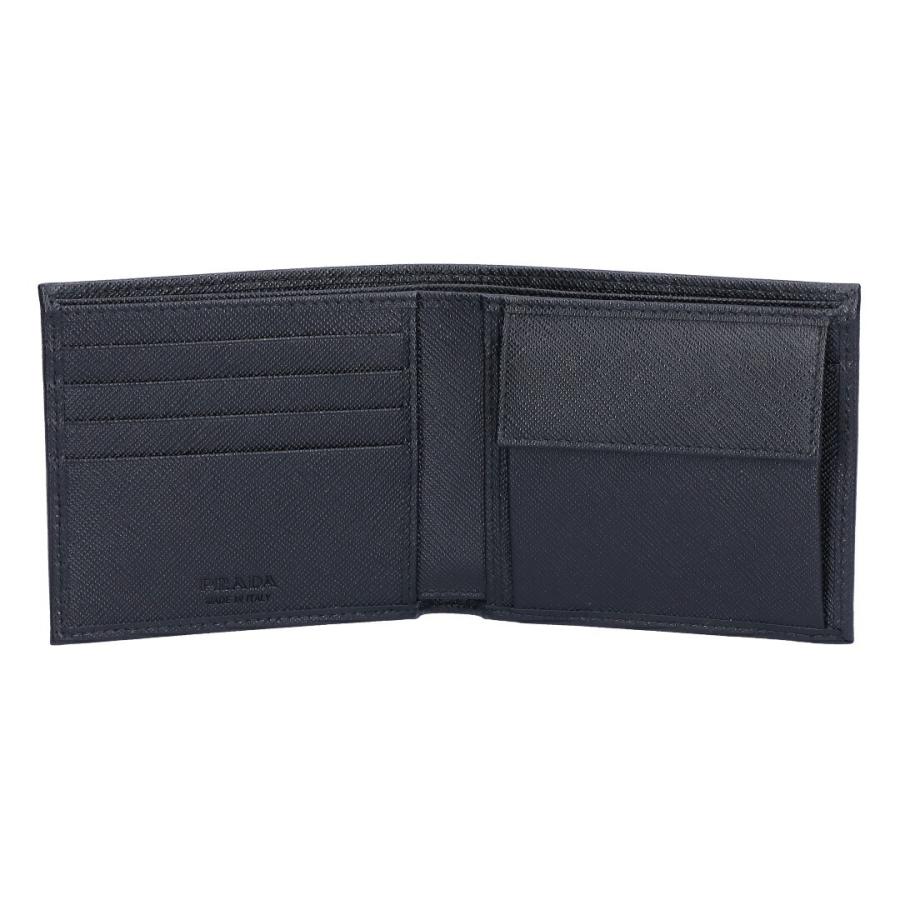 【極美品】プラダ 二つ折り財布 サフィアーノレザー ネイビー 2MO738 PRADA（プラダ） 【お取り寄せ】 【並行輸入品】 メンズ 折財布 二つ折