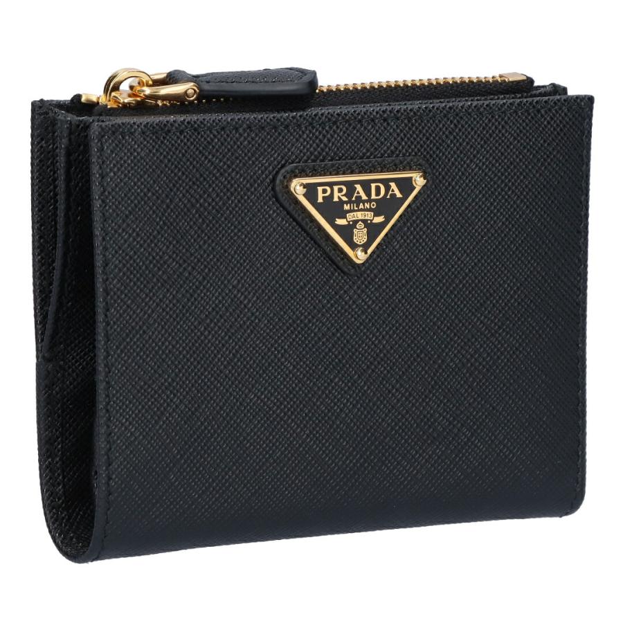 prada 二つ折り財布 ナイロン サフィアーノ トライアングル 黒 PRADA（プラダ） 【お取り寄せ】 【並行輸入品】 折財布 二つ折り財布