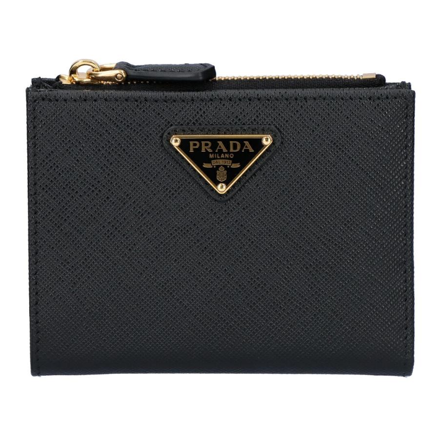 ⭐️口内炎 プラダ トライアングル レザー 二つ折り財布 ブラック 鑑定済 PRADA（プラダ） 【お取り寄せ】 【並行輸入品】 折財布 二つ折り財布