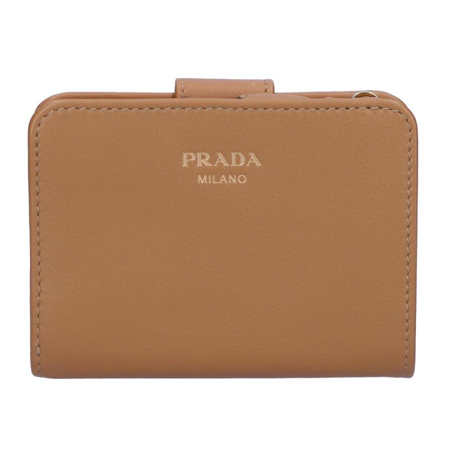 【並行輸入品】 プラダ PRADA 折財布 二つ折り財布 SAFT GRAIN 1ML018 2CYS F03BH CARAMELの画像