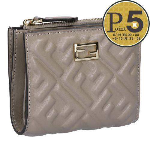 【並行輸入品】 フェンディ FENDI 折財布 二つ折財布 スリムバゲット 8M0506 AAJD F0E65 TORTORA+OS グレー