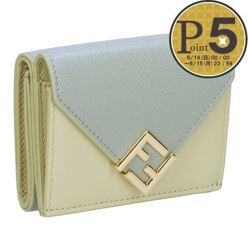 【お取り寄せ】 【並行輸入品】 フェンディ FENDI 折財布 三つ折り財布 FFダイヤモンド 8M0480 ALV4 F1SL3 SAGE+MATCHA MILK ミニ
