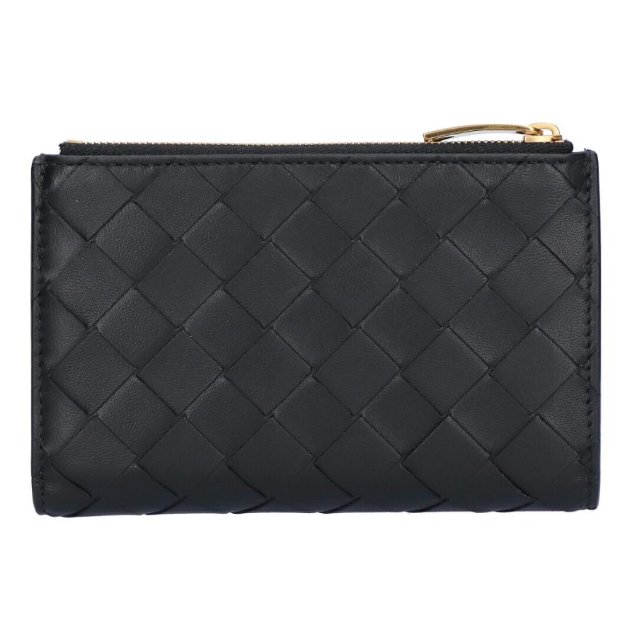 【並行輸入品】 ボッテガヴェネタ BOTTEGA VENETA 折財布 二つ折り財布 イントレチャート 749940 XCPP2 8425 BLACK-GOLDの画像