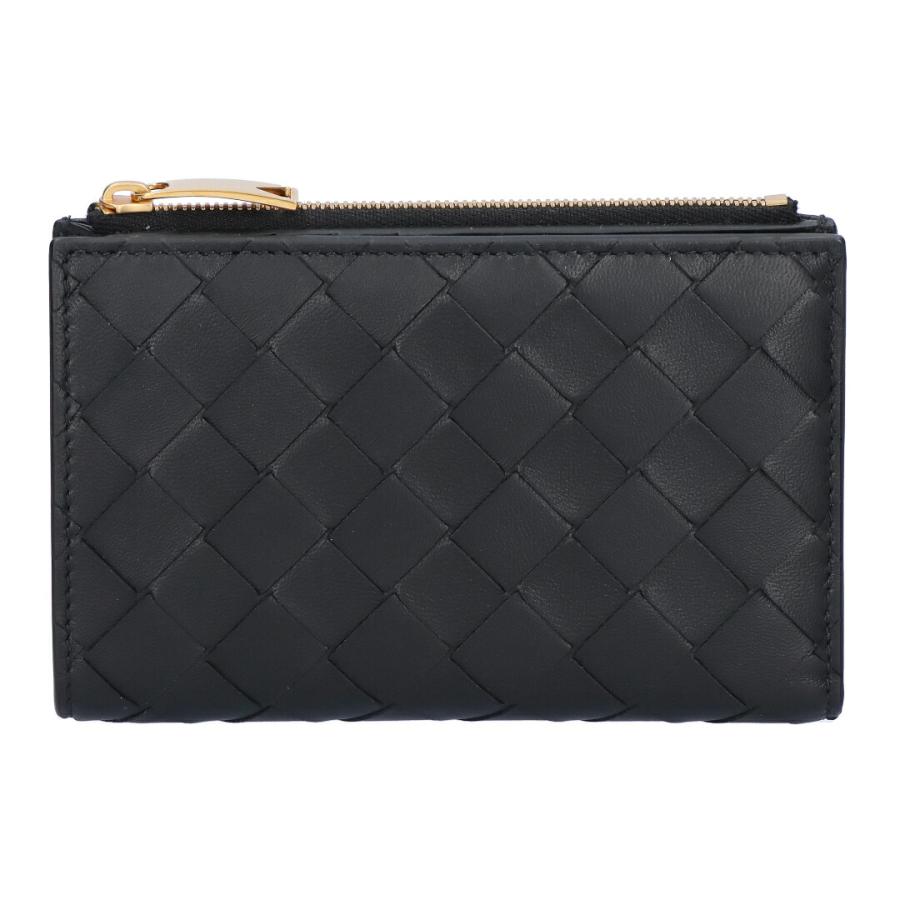 【並行輸入品】 ボッテガヴェネタ BOTTEGA VENETA 折財布 二つ折り財布 イントレチャート 749940 XCPP2 8425 BLACK-GOLDの画像