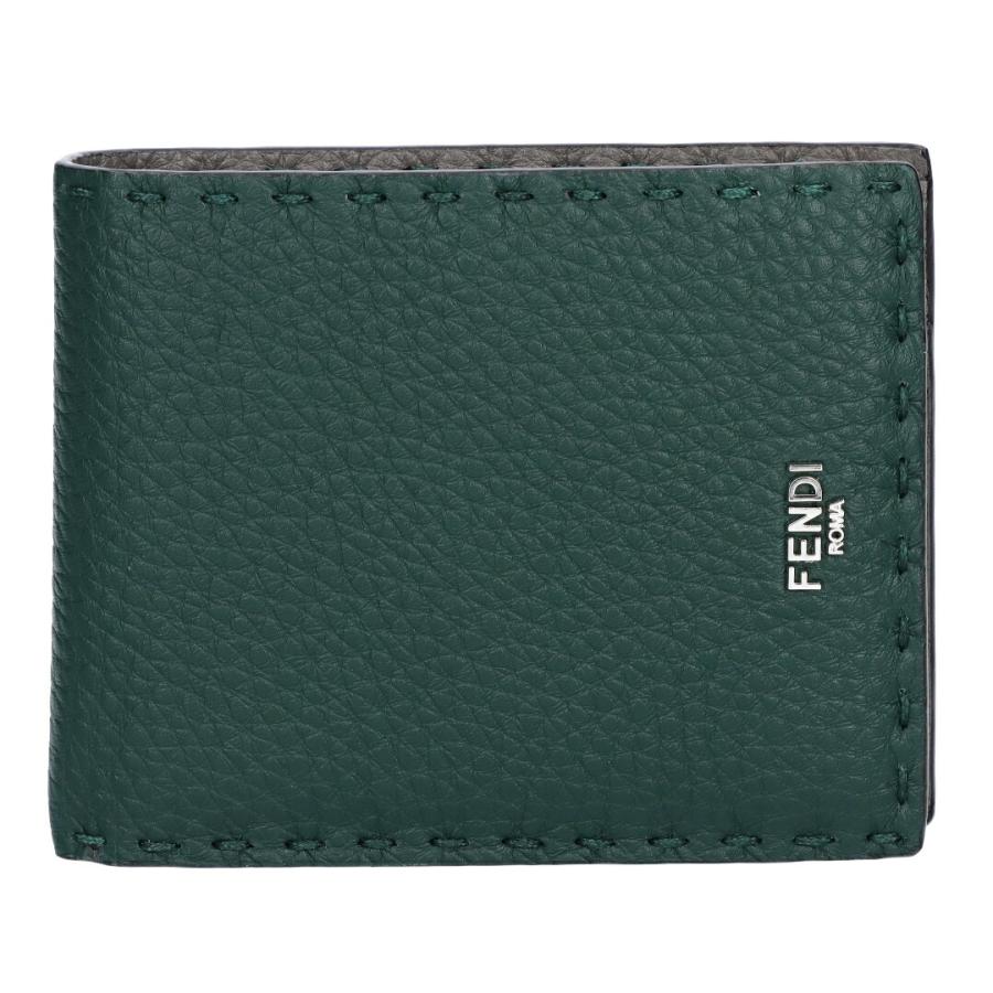 【並行輸入品】 フェンディ FENDI メンズ 折財布 ニつ折り財布 小銭入れ付き SELLERIA セレリア 7M0194 AP3C F1TUN VERDE NORI+ARGILLA+Pの画像