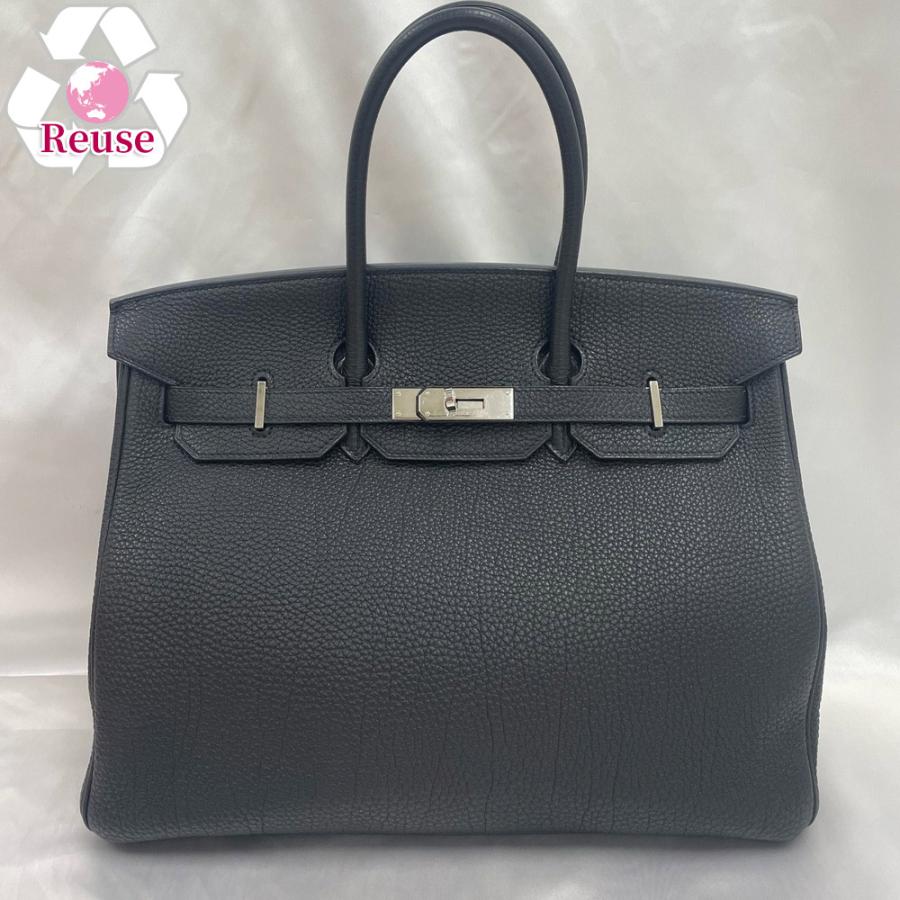 【リユース品】 エルメス HERMES ハンドバッグ バーキン35 ブラック/シルバー金具