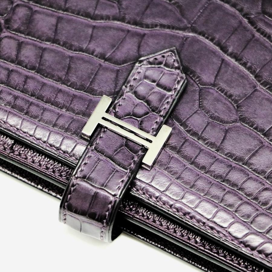 エルメス HERMES 財布 長財布 べアンスフレ パープル系/シルバー金具