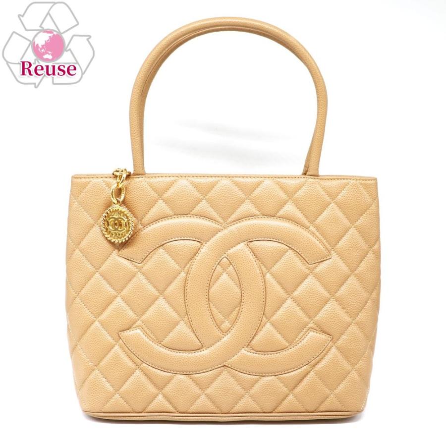【リユース品】 シャネル CHANEL バッグ トートバッグ 復刻トート A01804 ベージュ/ゴールド金具