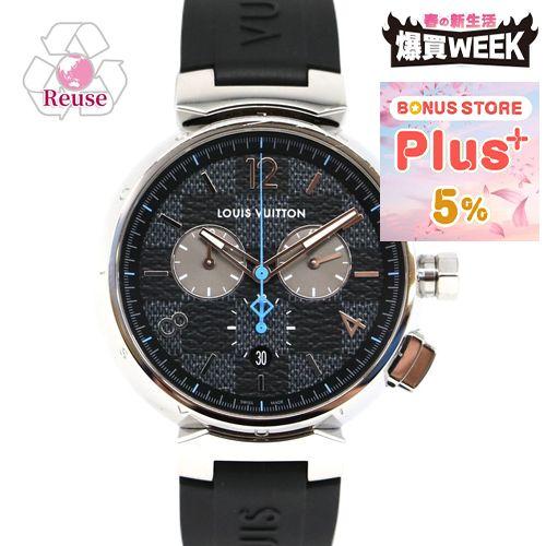 【リユース品】 ルイヴィトン LOUIS VUITTON 腕時計 メンズウォッチ タンブール クロノグラフ ダミエ グラフィット QA094 ブラック