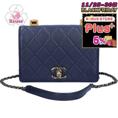 【リユース品】 シャネル CHANEL バッグ ショルダーバッグ マトラッセチェーンショルダーバッグ ネイビー