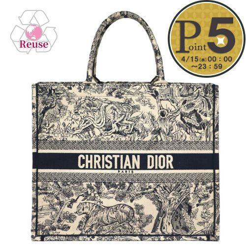 【並行輸入品】 【リユース品】 ディオール DIOR バッグ トートバッグ ブックトート ラージ ブラック/ホワイト