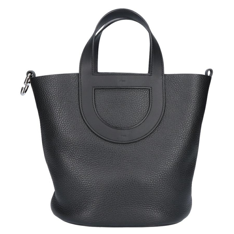 【お取り寄せ】 【リユース品】 エルメス HERMES バッグ トートバッグ インザループ23 ブラック/シルバー金具の画像