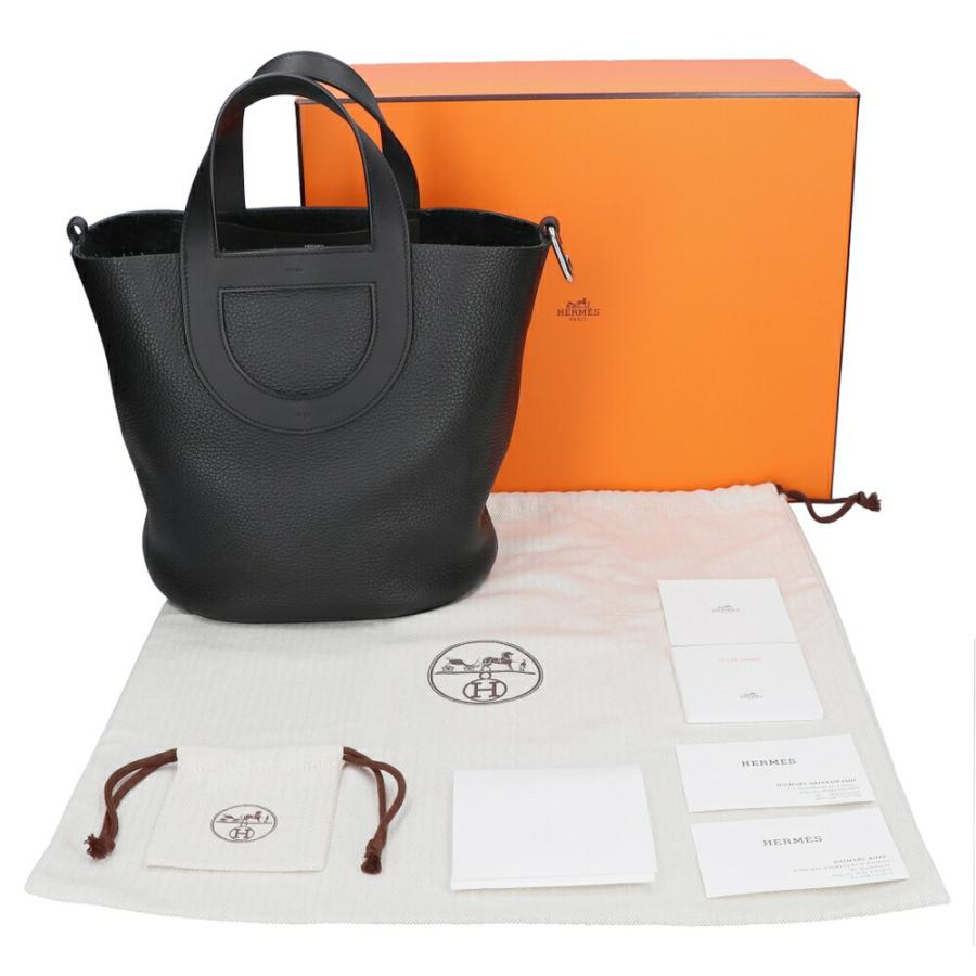 【お取り寄せ】 【リユース品】 エルメス HERMES バッグ トートバッグ インザループ23 ブラック/シルバー金具の画像
