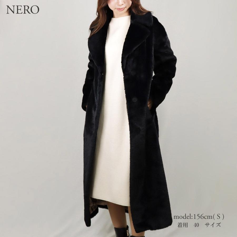HERNO】ヘルノ カーリーエコファー シングルコート ブラック サイズ44 