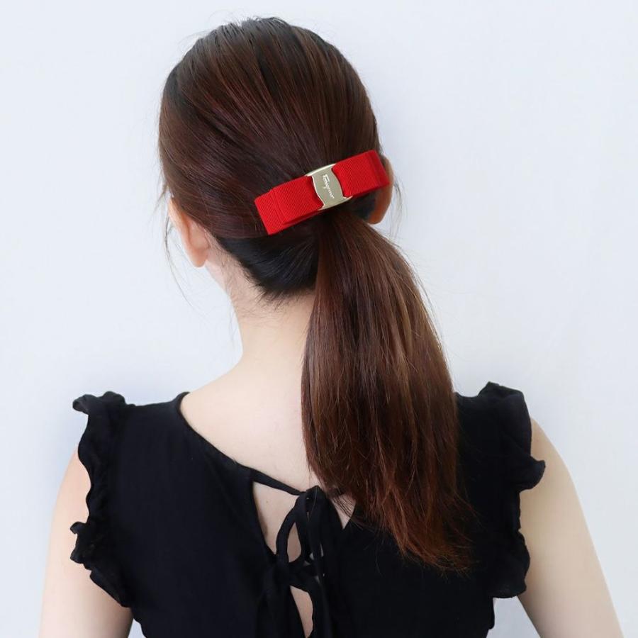 FERRAGAMO バレッタ 黒/赤 FERRAGAMO（フェラガモ） 【並行輸入品】 バレッタ ヘアアクセサリー