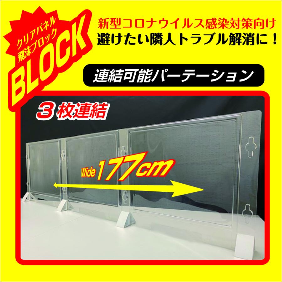パーテーション[連結タイプ] 新型コロナ 感染対策 3点セット W62.5×H50