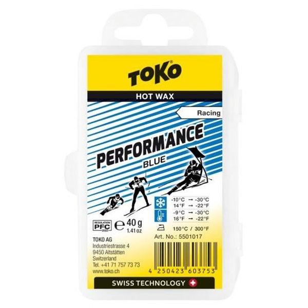 トコ TOKO ワックス WAX スキー スノーボード クロスカントリースキー フッ素低含有 ローフッ素 パフォーマンス ブルー 40g 5501017 クリックポスト対応可｜xc-ski