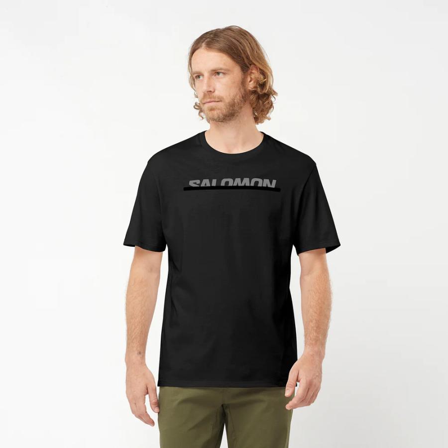 サロモン SALOMON LC2029500 ESSENTIAL LOGO SS TEE カラーDeepBlack/QuietShadeTranslucent OUTDOOR コットン100％ Tシャツ メンズ｜xc-ski｜02