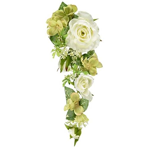 エクセレントジョナサンエルアーツ 造花 ローズミックスクラスター 全長30cm 花径4 8cm ホワイト 792 01 当店限定販売