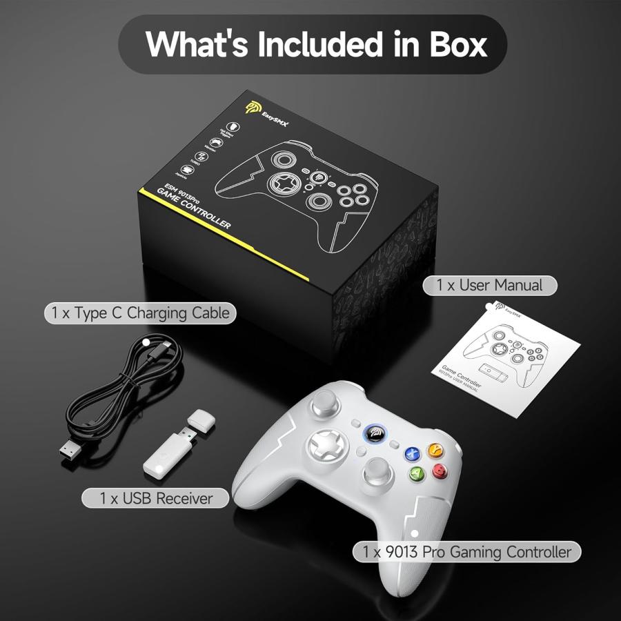 EasySMX 9013Pro 白ワイヤレス ゲーム コントローラー ホール