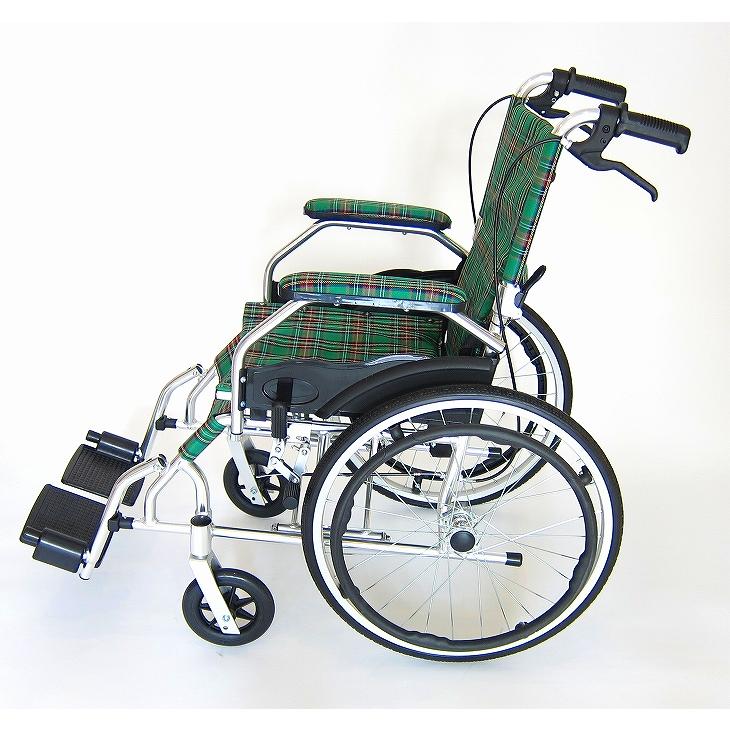 自走用車椅子 軽量 カドクラ A103-AKB カドクラ 自走用車椅子 モスキー・ブルーチェック 品番A103-AKB