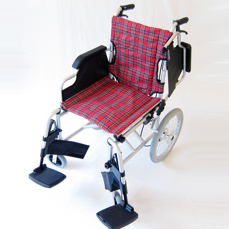 車椅子 介護用 介助式 軽量 折り畳み 多機能 跳ね上げ式 スイングアウト 送料無料 カドクラ KADOKURA ビスケット レッド B601