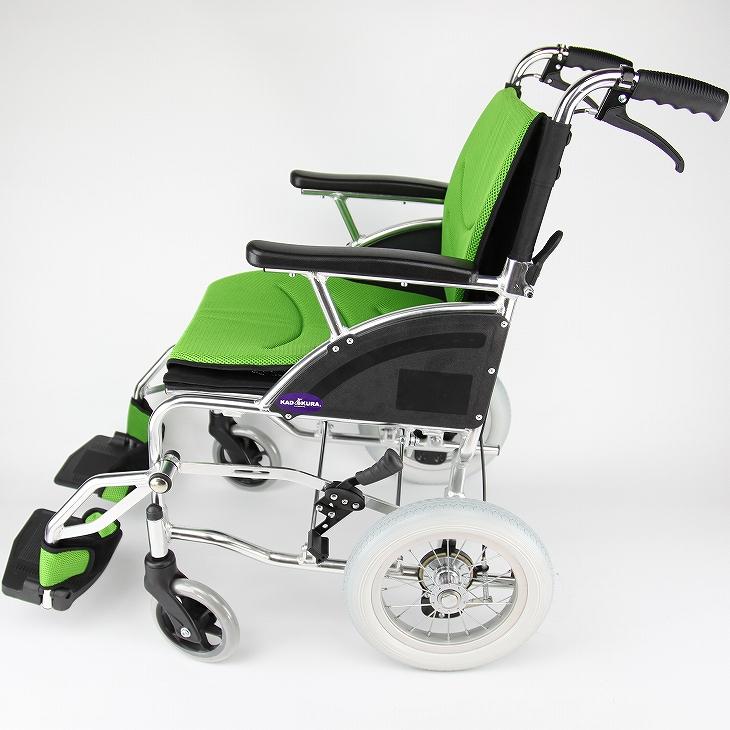 カドクラ 車椅子 車いす 車イス 軽量 コンパクト 介助式 リーフ ライム