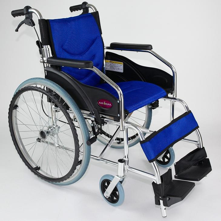 車椅子 車いす 車イス 軽量 コンパクト 自走式 ラバンバ ブルー G101-B カドクラ Mサイズ_3