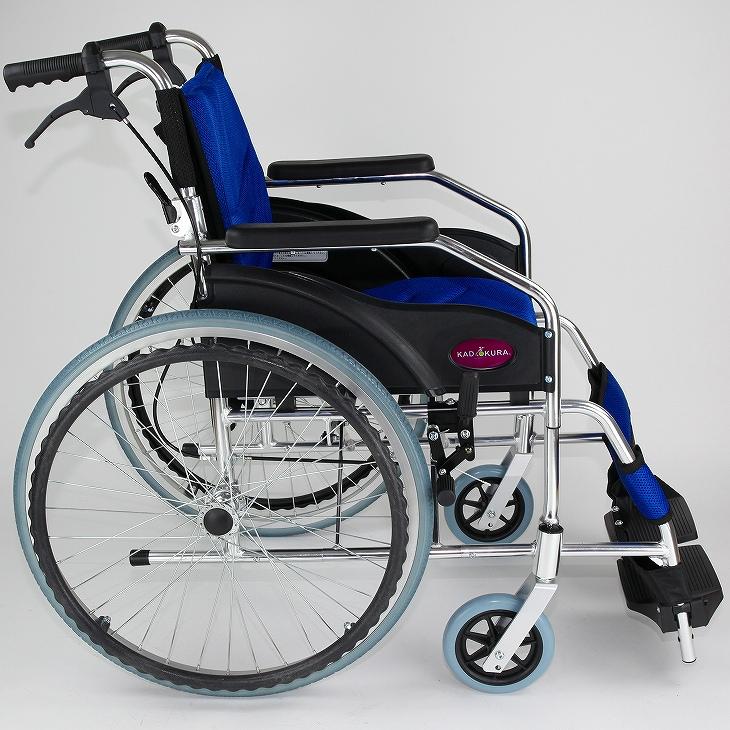 車椅子 車いす 車イス 軽量 コンパクト 自走式 ラバンバ ブルー G101-B カドクラ Mサイズ_4