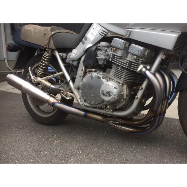 GSX750/1100Sカタナ用 42.7パイ 手曲げ チタンサイレンサー集合 GSX750/1100Sカタナ用 42.7パイ 手曲げ チタンサイレンサー集合