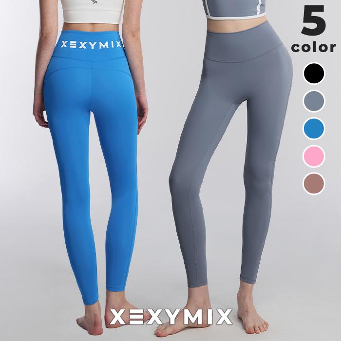 水色 ハイウエストレギンス スポーツウェア XEXYMIX（ゼクシィミックス） ヨガウェア レギンス パンツ UVカット