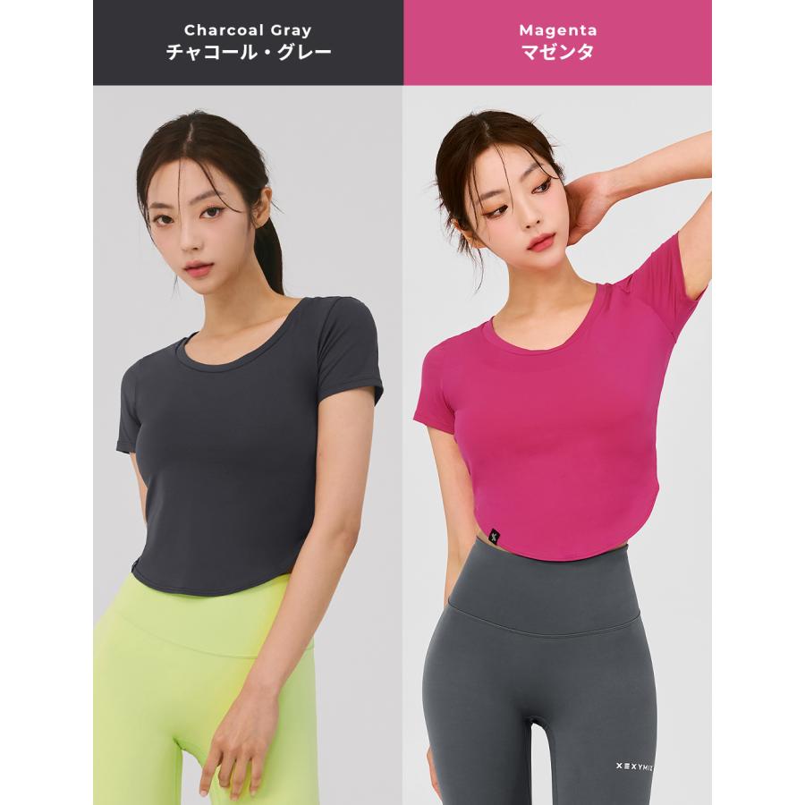 XEXYMIX ゼクシィミックス ゼクシーミックス クロップド丈 半袖 Tシャツ ヨガトップス ヨガウェア トップス XT4355G｜xexymix｜18