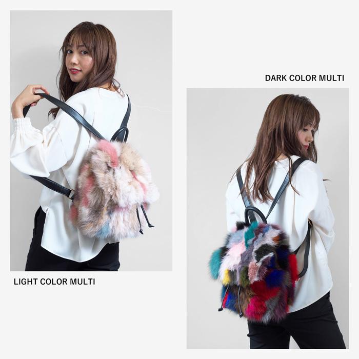 フォックスファー 可愛い デザイン リュック マルチカラー 全２色 リュックサック カバン 鞄 手が自由になる リアル 毛皮 FOX FUR 送料無料 |  | 05